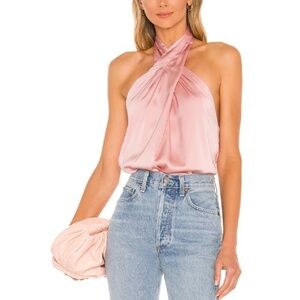 Super down amerie pleated halter top